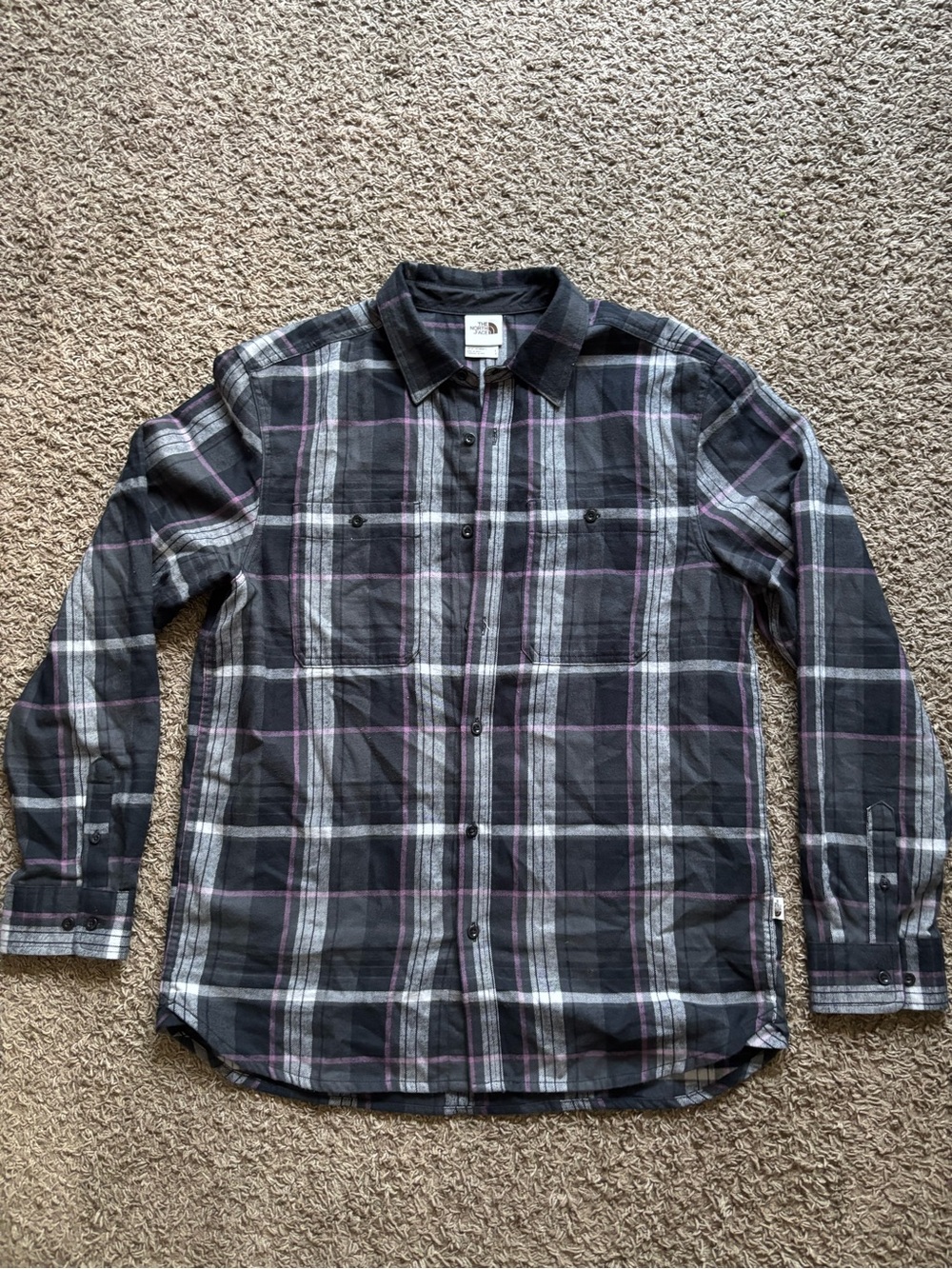 The North Face Men's Gray Plaid Button-Up flannel shirt